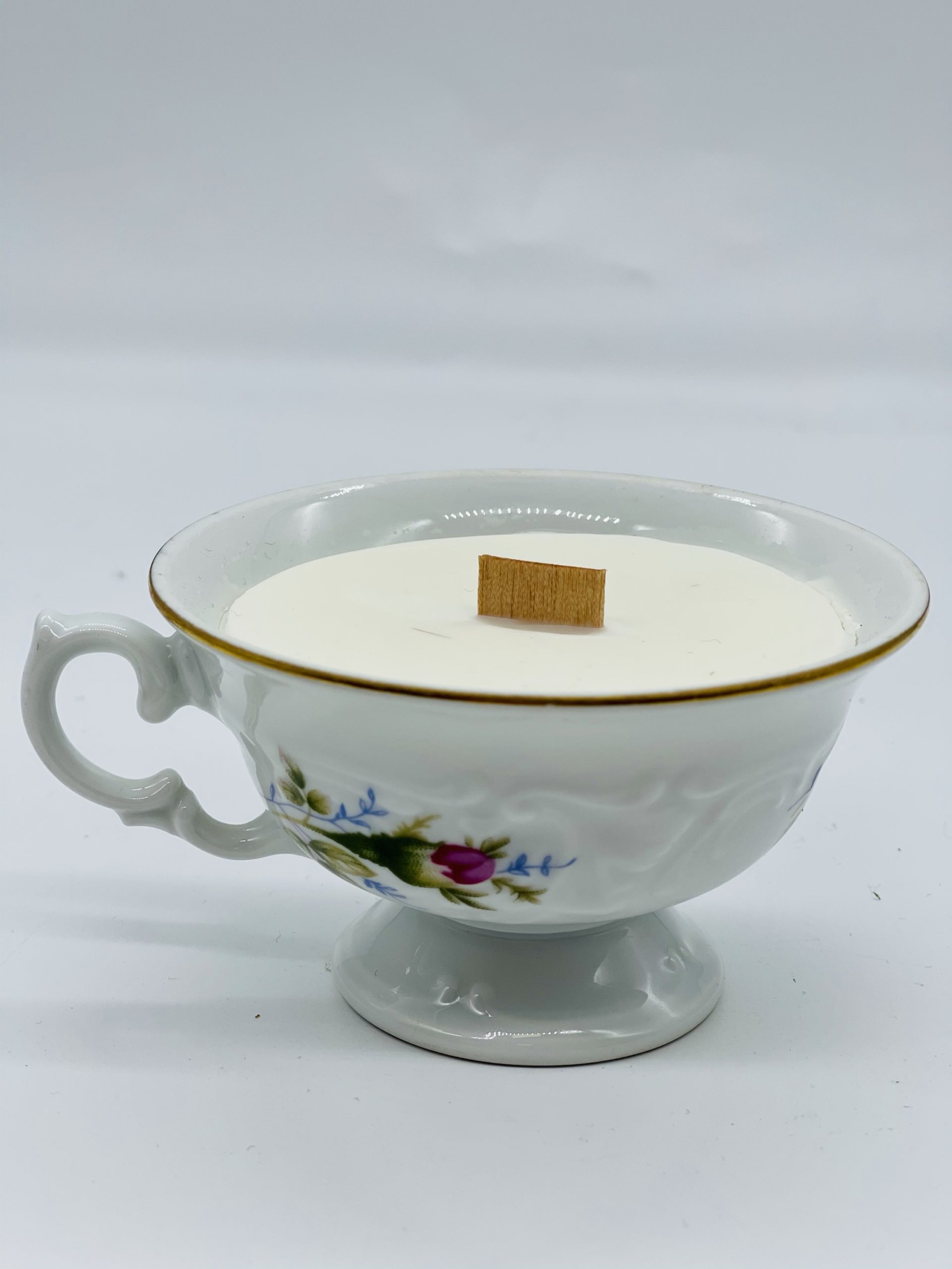 Bougie vintage – tasse + soucoupe en porcelaine - Mes p'tites mèches